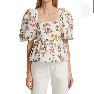 CARA CARA - Alexis Puff Sleeve Peplum Top, size medium